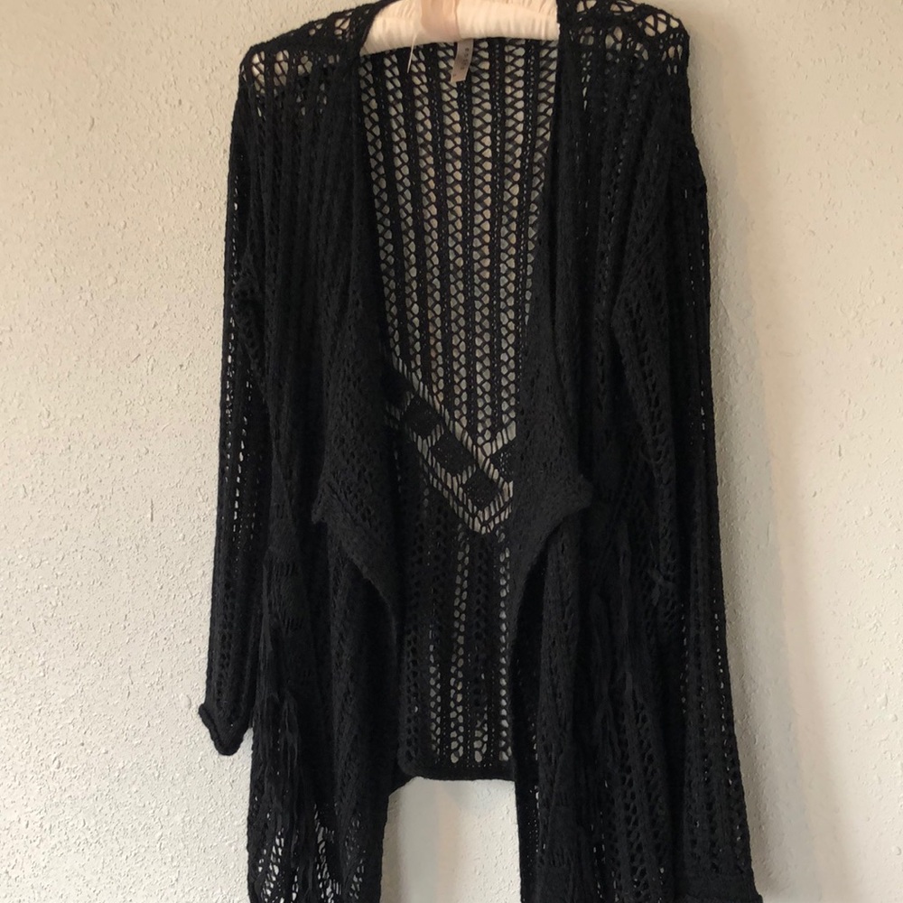 Bohemian style crocheted cardigan